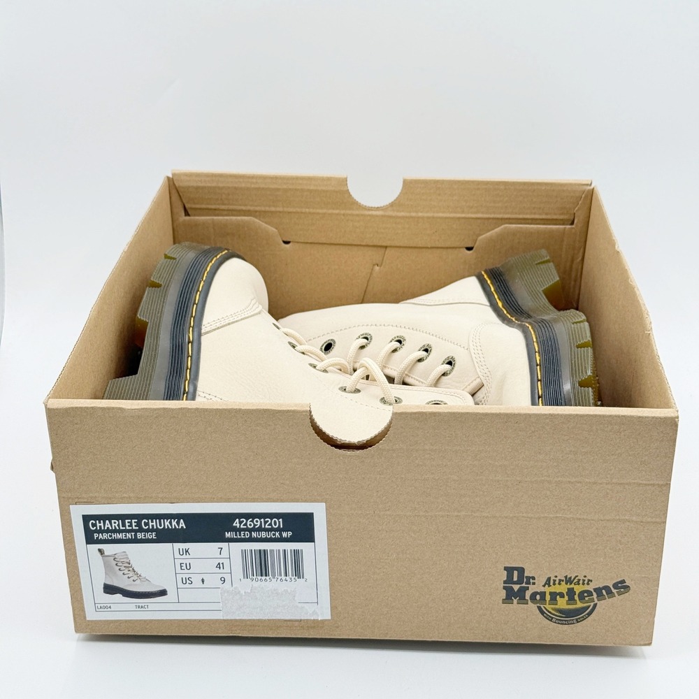 Dr Martens Charlee Chukka Boot 9 Womens Parchment Beige Milled Nubuck Waterproof - Picture 2 of 9